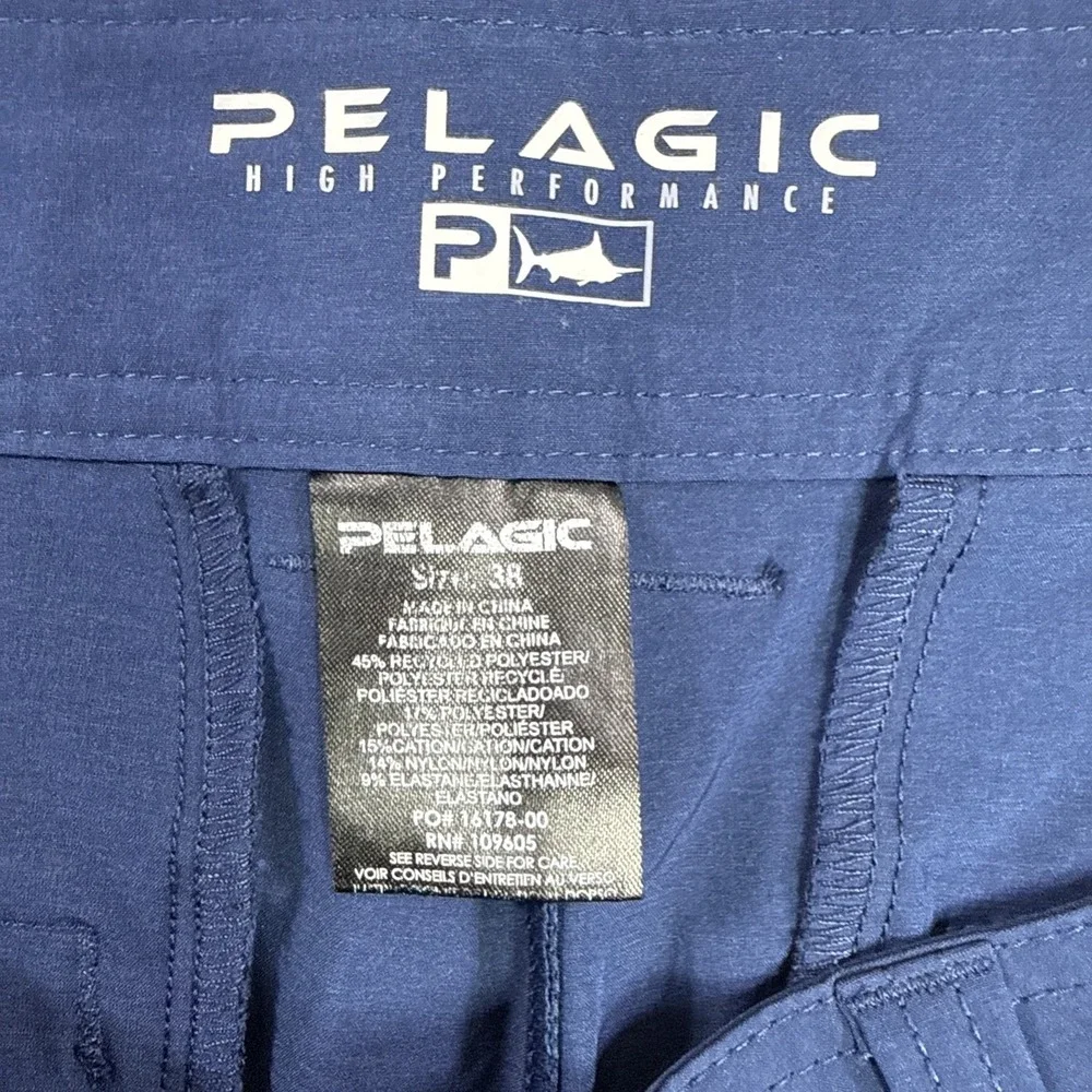 Pelagic Shorts Mens 38 Navy Blue Performance Fishing Outdoor Surf